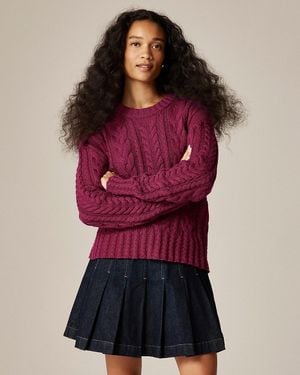 J.Crew Cable-Knit Crewneck Sweater - Red