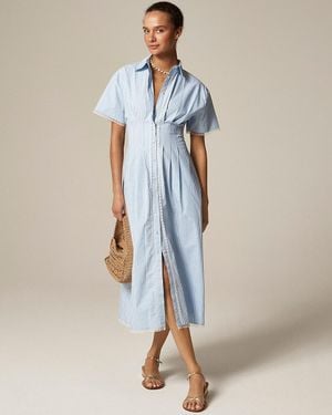 J.Crew Wren Lace-Trim Shirtdress - Blue