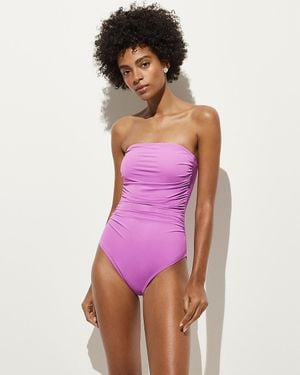 J.Crew Gemma Ruched Bandeau One-Piece - Purple