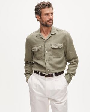 J.Crew Camp-Collar Linen Shirt - Natural