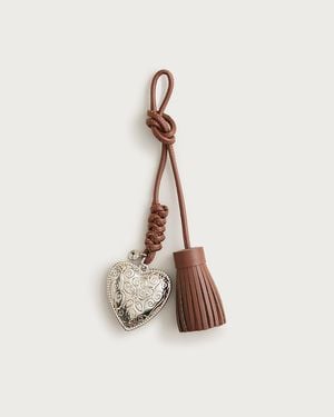 J.Crew Beaded Heart Tassel Bag Charm - Natural