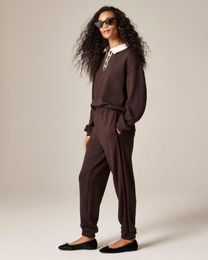 J.Crew Scuba-Knit Jogger Pant With Velvet Trim - Natural