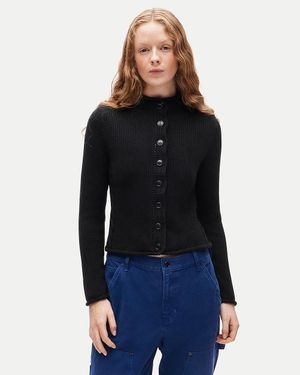 J.Crew Rollneck Reversible Cardigan - Black