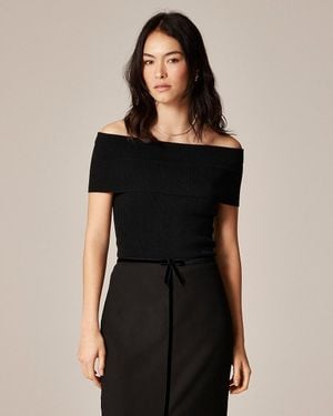 J.Crew Tencel Lyocell-Blend Foldover Top - Black