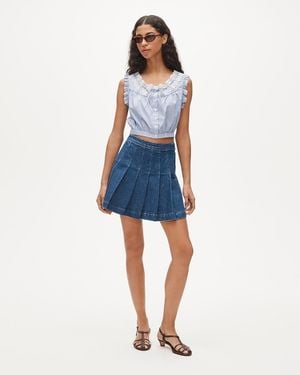J.Crew Pleated Denim Mini Skirt - Blue
