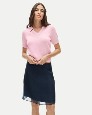 J.Crew Short-Sleeve V-Neck Sweater - Blue