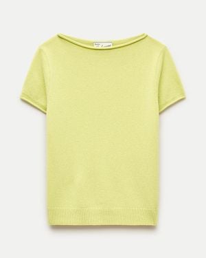 J.Crew Rolled Cashmere Boatneck Sweater-Tee - Yellow