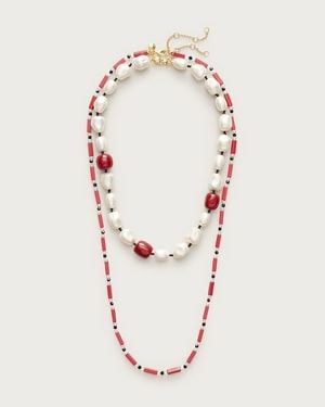 J.Crew Pearl And Bead Necklaces Set-Of-Two - Pink