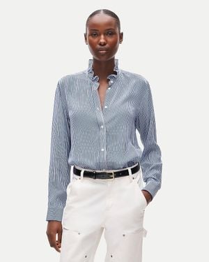 J.Crew Jules Ruffle-Collar Button-Up Shirt - Blue