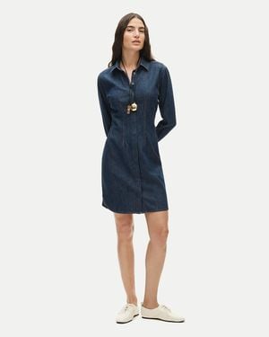 J.Crew Long-Sleeve Mini Shirt-Dress - Blue