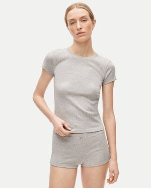J.Crew Cotton Rib Pajama Short Set - Gray