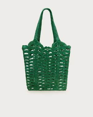 J.Crew Handwoven Straw Tote Bag - Green