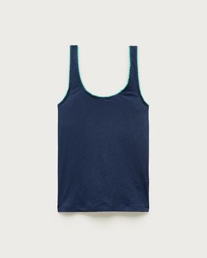 J.Crew Feather Jersey Tank Top With Contrast Trim - Blue