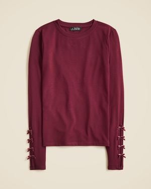 J.Crew Refined Rib Long-Sleeve T-Shirt With Bow Cuffs - Red