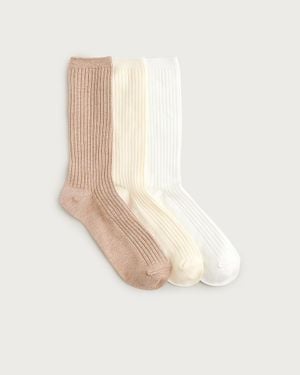 J.Crew Cozy Ribbed Trouser Socks Three-Pack - White