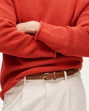 J.Crew Slim Braided Leather Belt - Red