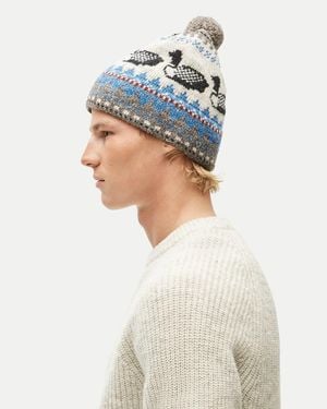J.Crew Wallace & Barnes Duck Pattern Pom Beanie - White