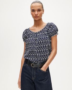 J.Crew Scallop-Trim Eyelet Top - Blue