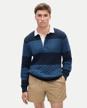 J.Crew Heritage Cotton Cable-Knit Rugby Sweater - Blue
