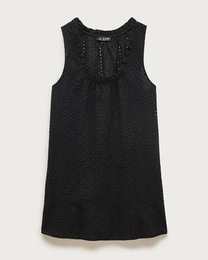J.Crew Ruffle-Trim Scoopneck Eyelet Mini Dress - Black