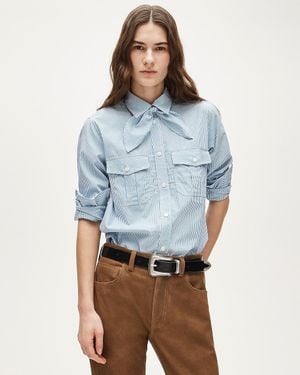 J.Crew Jules Classic-Fit Tie-Neck Shirt - Blue