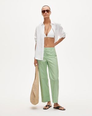 J.Crew Cuffed Gingham Taffeta Pant - Green