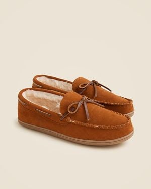 J.Crew Sherpa-Lined Suede Slippers - Brown