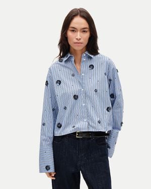 J.Crew Esme Cropped Button-Up Shirt - Blue