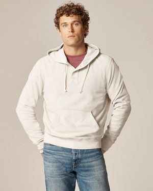 J.Crew Waffle-Knit Cotton Henley Hoodie - Natural