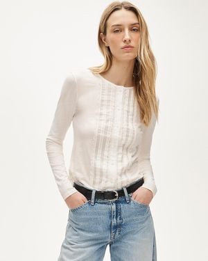 J.Crew Feather Jersey Lace Cardigan Top - White