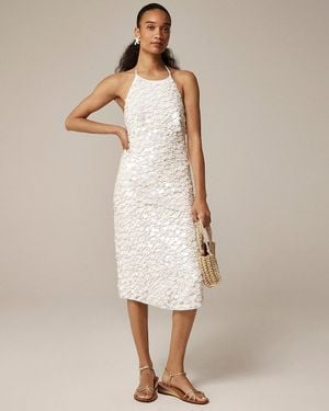 J.Crew Collection Circle-Sequin Halter Dress - Natural