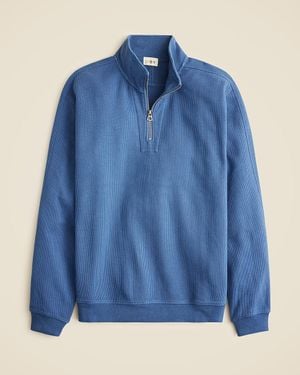 J.Crew Brushed Waffle-Knit Half-Zip Pullover - Blue