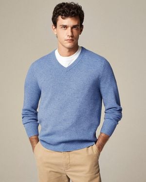 J.Crew Relaxed Midweight Cashmere V-Neck Sweater - Blue