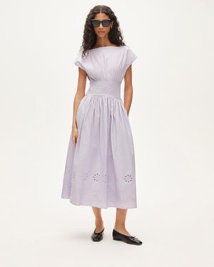 J.Crew Smocked Eyelet-Hem Dress - Purple