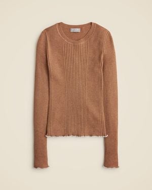 J.Crew Ribbed Featherweight Cashmere Long-Sleeve Sweater-Tee - Brown