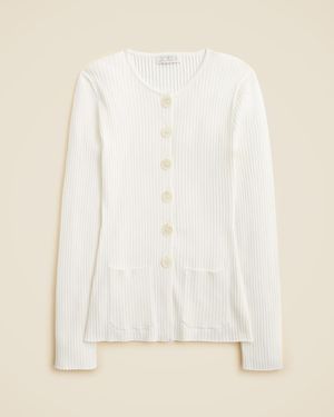 J.Crew Super-Stretch Ribbed Cardigan - Natural