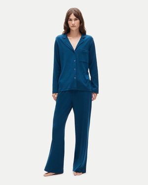 J.Crew Dreamy Rib Pajama Pant Set - Blue