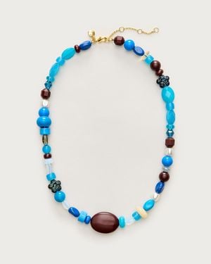J.Crew Mixed Stone And Bead Necklace - Blue