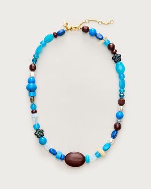 J.Crew Mixed Stone And Bead Necklace - Blue