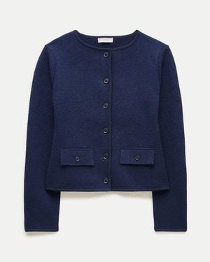 J.Crew Boatneck Sweater-Jacket - Blue