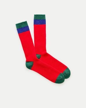 J.Crew Ribbed Lambswool-Blend Colorblock Socks - Red