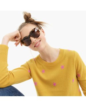 J.Crew Long-sleeve Everyday Cashmere Crewneck Sweater In Star - Yellow