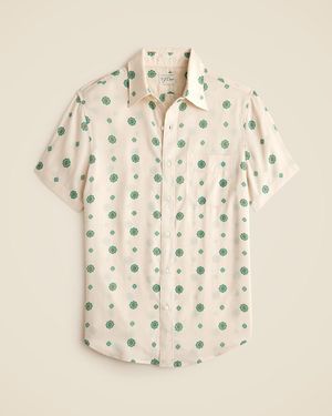 J.Crew Short-Sleeve Tencel Lyocell Shirt With Point Collar - Natural