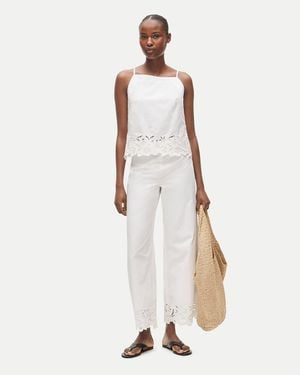 J.Crew Rori Embroidered-Hem Pant - White
