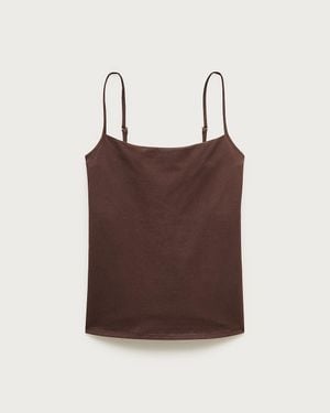J.Crew Stretch Cotton Shelf-Bra Tank Top - Brown