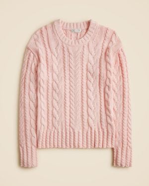 J.Crew Cable-Knit Crewneck Sweater - Pink