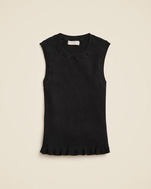 J.Crew Ruffle-Trim Shell Tank Top - Black