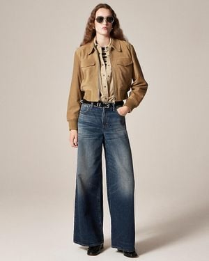 J.Crew Petite Mid-Rise Superwide-Leg Jean - Blue