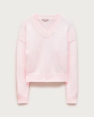 J.Crew Cotton V-Neck Pullover Sweater - Pink