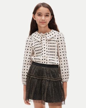 J.Crew American Girl X Puff-Sleeve Polka-Dot Top For Girls - White